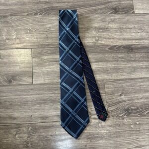 VTG Tommy Hilfiger Neck Tie 100% Silk Blue Geometric Striped Made In‎ USA Mens